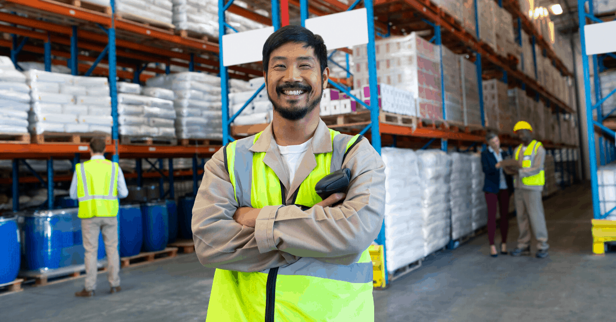 on-demand staffing - smiling warehouse worker