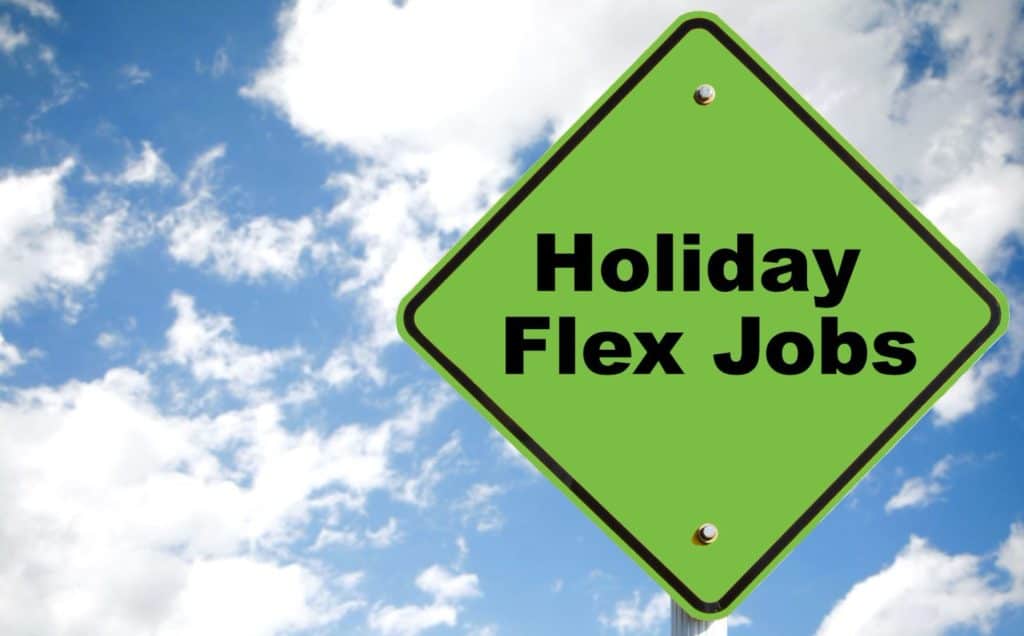 road sign with holiday flex job text